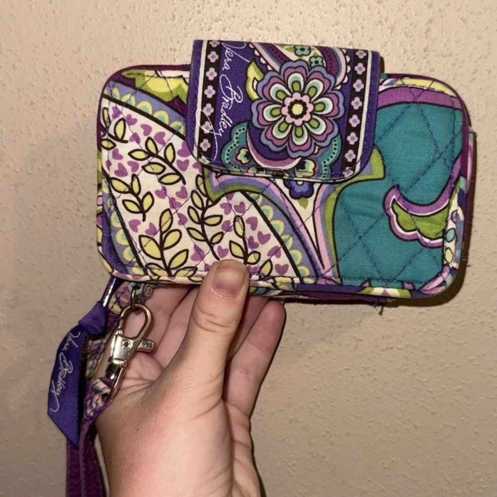 Vera Bradley Teal and Purple Patterned Wristlet